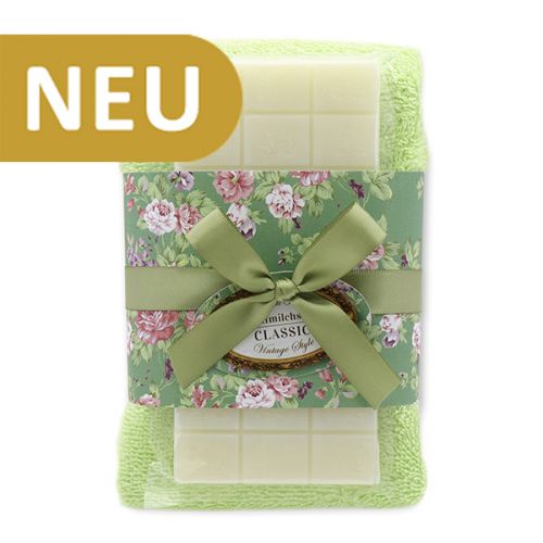Sheep milk soap 100g with towel, Vintage style