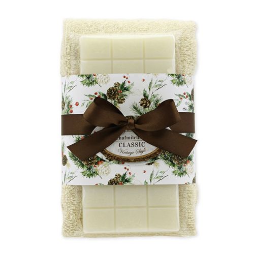 Sheep milk soap 100g with towel, Vintage style