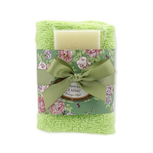 Sheep milk soap 35g with towel, Vintage style