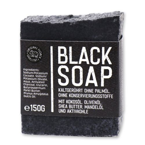 Cold stirred soap 150g with ribbon, Black Edition