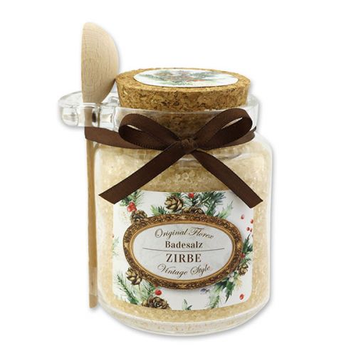 Bath salt 300g in a glass jar with spoon, Vintage style