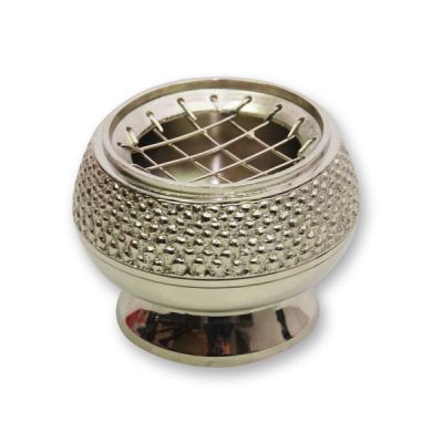 Incense vessel, 5.5x6.5cm, brass nickel plated, removable lattice 