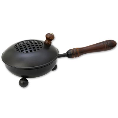 Incense pan with wooden handle 11cm for a charcoal 