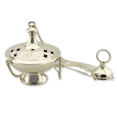 Incense censer 10x8,5cm, nickel-plated brass, for a charcoal 