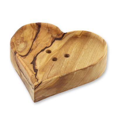 Heart shape soap dish made out of olivewood 10x10,5cm 