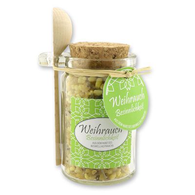 Insence mix 70g in a glass with cork and a wooden spoon decorated, "Besinnlichkeit" 