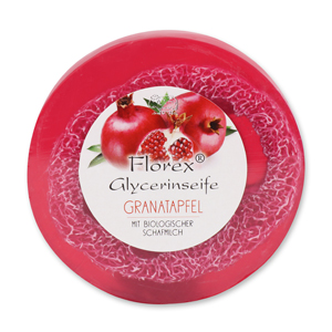 Handmade glycerin soap with loofah 100g in cello, Pomegranate 