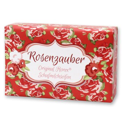 Schafmilchseife eckig 150g "Rosenzauber", Rose 