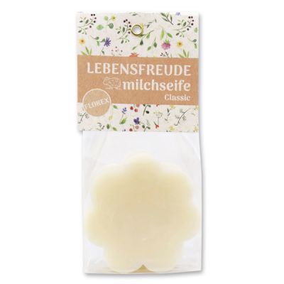 Sheep milk soap flower 115g in a cellophane bag "Lebensfreude", Classic 