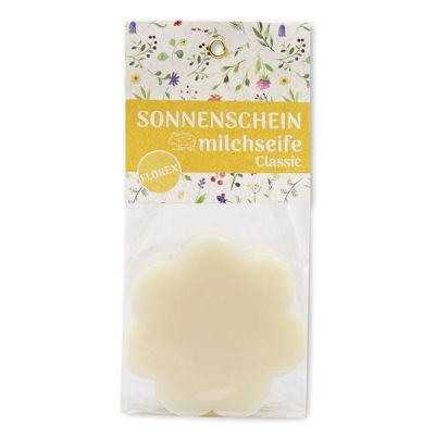 Sheep milk soap flower 115g in a cellophane bag "Sonnenschein", Classic 