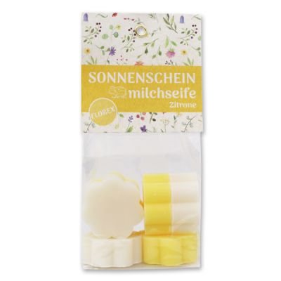 Sheep milk soap flower 6x20g in a cellophane bag "Sonnenschein", Classic/Lemon 