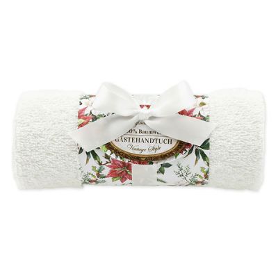 Towel rolled 30x50cm "Vintage motif 219", white 