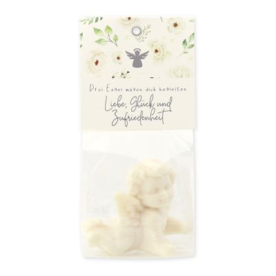 Sheep milk soap angel 50g "Drei Engel mögen dich begleiten...", Christmas rose white 
