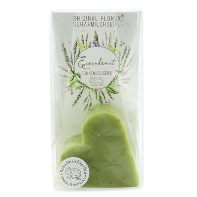 Schafmilchseife Herz 85g in Cello "Einzigartige Augenblicke", Eisenkraut 