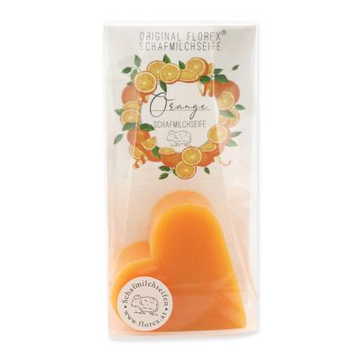 Schafmilchseife Herz 85g in Cello "Einzigartige Augenblicke", Orange 