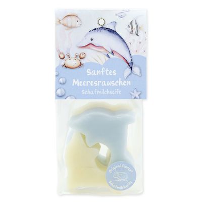 Sheep milk soap dolphin 4x23g in a cellophane bag "Sanftes Meeresrauschen", Cloud breeze/ Sheep sensitive 