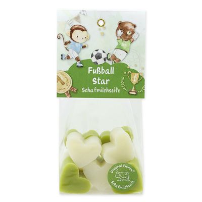 Sheep milk soap Heart mini 10x8g in a cellophane bag "Fußball Star", Magic land/ Sheep sensitive 