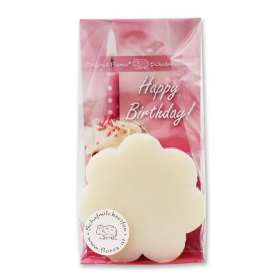 Sheep milk soap flower 115g in a cellophane bag "Happy Birthday", Classic 