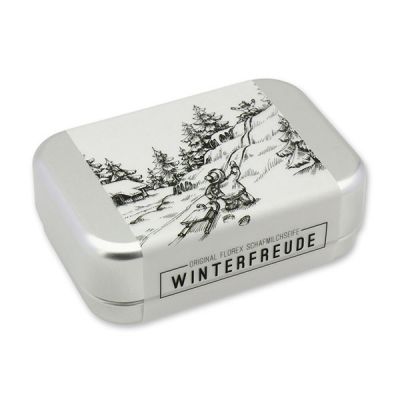 Sheep milk soap square 100g in a can "Winterfreude", Christmas rose 