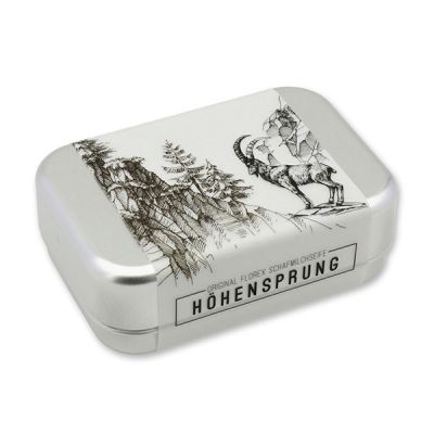 Sheep milk soap square 100g in a can "Höhensprung", Swiss pine 