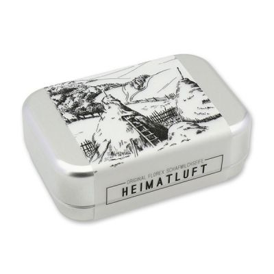 Sheep milk soap square 100g in a can "Heimatluft", Swiss pine 