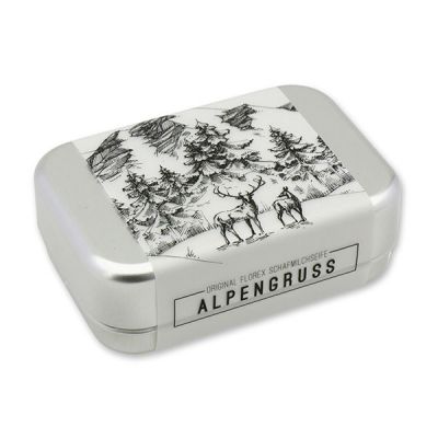 Sheep milk soap square 100g in a can "Alpengruß", Swiss pine 