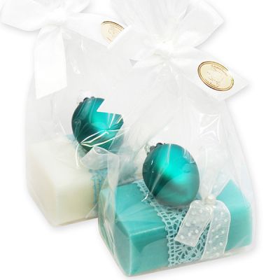 Sheep milk soap 100g, decorated with an egg packed in a cellophane bag, Classic/cornflower 