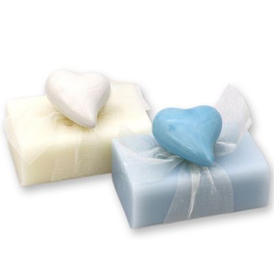 Sheep milk soap 100g, decorated with a heart, Classic/'forget-me-not' 