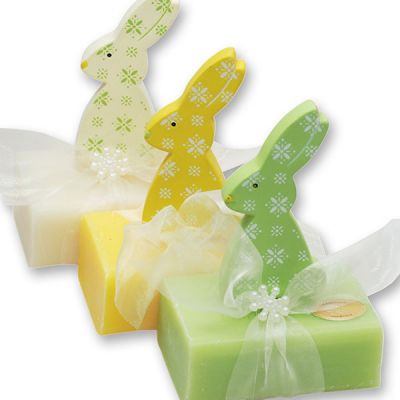 Sheep milk soap 100g, decorated with a rabbit, sorted 