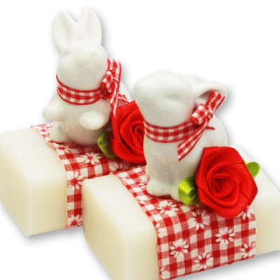 Sheep milk soap 100g, decorated with a ceramic rabbit, Classic 