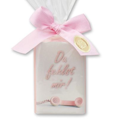 Sheep milk soap 100g in a cellophane bag "Du fehlst mir", Jasmine 