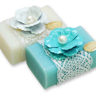 Sheep milk soap 100g, decorated with a flower, Classic/salt soap 