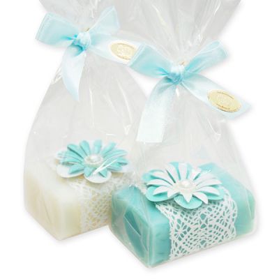 Sheep milk soap 100g decorated with a flower packed in a cellophane bag, Classic/Salt 