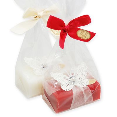 Sheep milk soap 100g, decorated with a butterfly in a cellophane, Classic/pomegranate 
