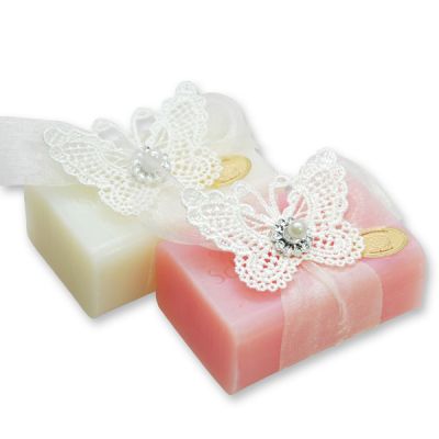 Sheep milk soap 100g, decorated with a butterfly, Classic/peony 
