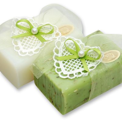Sheep milk soap 100g, decorated with a heart, Classic/verbena 