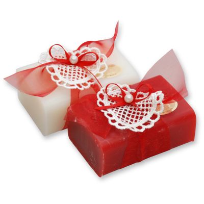 Sheep milk soap 100g, decorated with a heart, Classic/pomegranate 