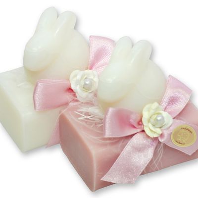 Sheep milk soap 100g, decorated with a rabbit 40g, Classic/Japanese cherry 