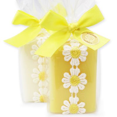 Sheep milk soap 100g, decorated with a flower ribbon in a cellophane, Classic/chamomile 