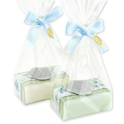 Sheep milk soap 100g decorated with a heart-seal in a cellophane bag, Classic/cucumber 