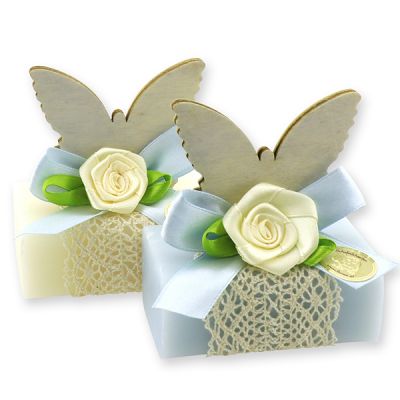 Sheep milk soap 100g decorated with a butterfly, Classic/Forget-me-not 