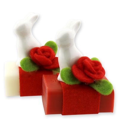 Sheep milk soap 100g decorated with a rabbit, Classic/Pomegranate 