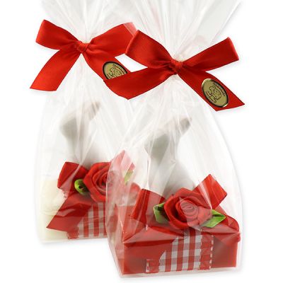 Sheep milk soap 100g decorated with a rabbit in a cellophane bag, Classic/Pomegranate 