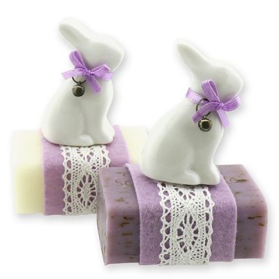 Sheep milk soap 100g decorated with a rabbit, Classic/Lavender 