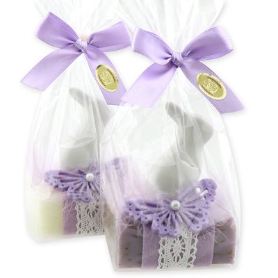 Sheep milk soap 100g decorated with a rabbit in a cellophane bag, Classic/Lavender 