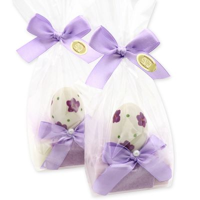 Sheep milk soap 100g decorated with an easter egg in a cellophane bag, Classic/Lilac 
