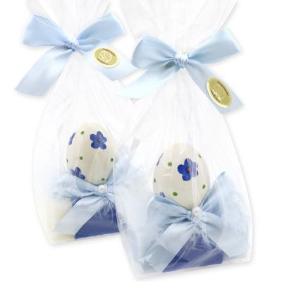 Sheep milk soap 100g decorated with an easter egg in a cellophane bag, Classic/Forget-me-not 