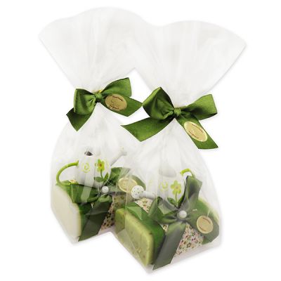 Sheep milk soap 100g decorated with a watering can in a cellophane bag, Classic/verbena 