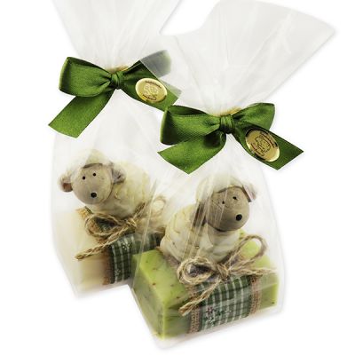 Sheep milk soap 100g decorated with a sheep in a cellophane bag, Classic/Verbena 