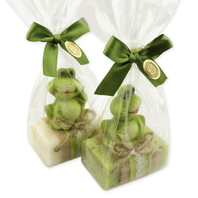 Sheep milk soap 100g decorated with a frog in a cellophane bag, Classic/verbena 